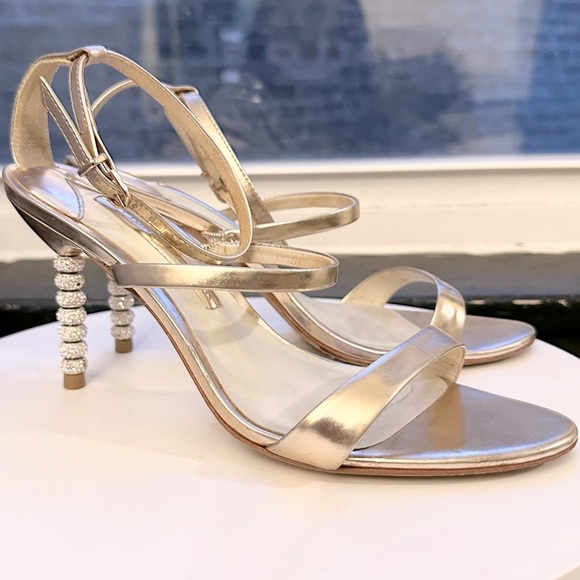🌺SOPHIA WEBSTER🌺 Rosalind Metallic Crystal-Heel Sandals size 37 - Picture 5 of 17